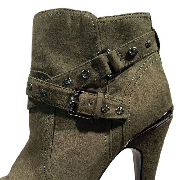 NIB GBG GUESS Green Stiletto Platform Booties Deeka Size 9M - Picture 5 of 15